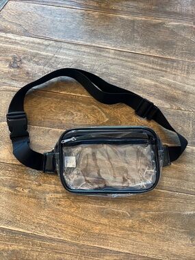 Clear Crossbody Belt Bag with Black Trim